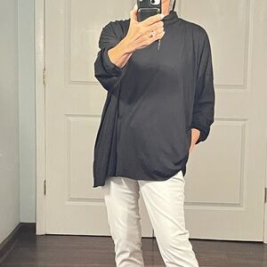 Eskandar black 100% prima cotton turtleneck top